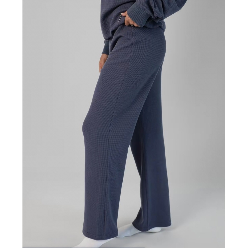 Comfrt Waffle Knit Lounge Pants Womens 2XL Stone Blue Wide Leg Thermal Casual